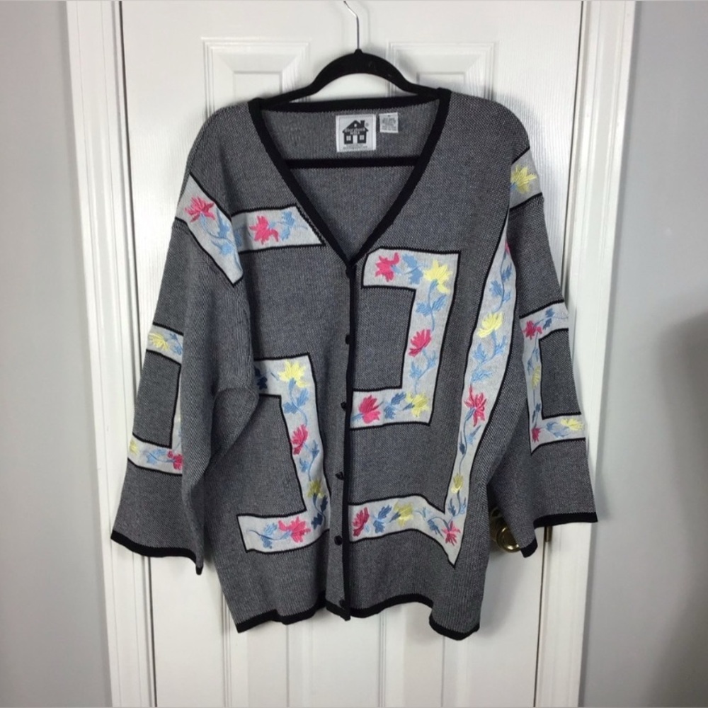 Storybook Knits Floral Pattern Chunky Cardigan Size 1X